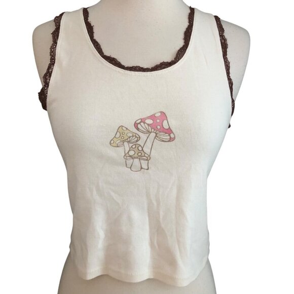 Hollister Mushroom Lace Crop Cami Tank - Boogie Nights Roller Derby Y2K - Picture 2 of 7